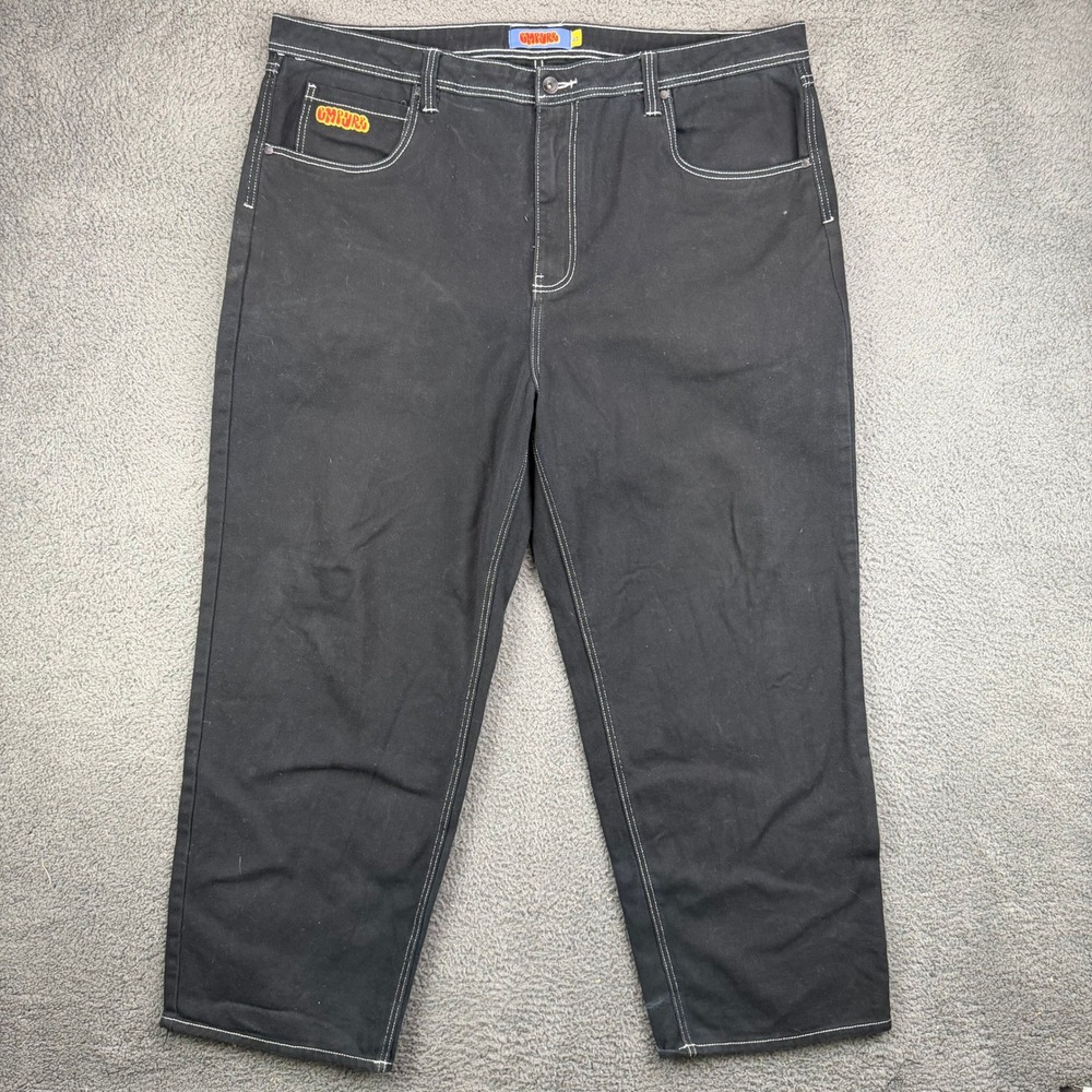Empyre Mens 42 Black Baggy Skater Y2K Pants Contrast Loose Fit Denim Jeans